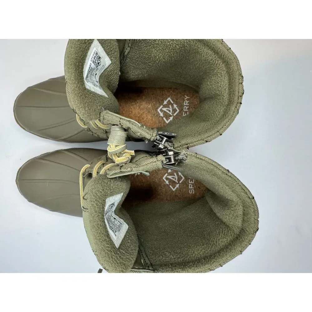 Sperry Saltwater Duck Boots Womens 6.5 Olive Green Waterproof Lace Up Rain Boots - Picture 7 of 8